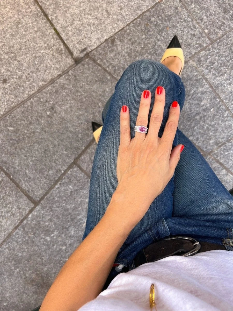 Bague Or Gris Et Saphir Rose 12 Bague Or Gris Et Saphir Rose – Image 12