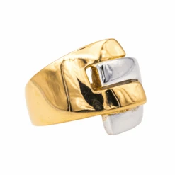 Bague Bandeau En Or Blanc Et Or Jaune -Castafiore Boutique bague or jaune 1662082