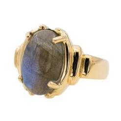 Bague En Or Jaune Et Labradorite -Castafiore Boutique bague or jaune labradorite 261403