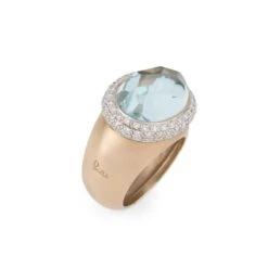 Bague Or Rose Sablé Signée De La Maison Italienne Pomellato Ornée D'une Aigue Marine -Castafiore Boutique bague or rose sable signee de la maison italienne pomellato ornee dune aigue marine 777801