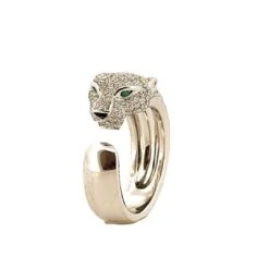 Bague Pavée CARTIER "Massai" Panthère En Or Blanc, émeraudes Et Diamants -Castafiore Boutique bague panthere cartier massai en or blanc diamants et emeraudes 308947