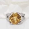 Bague Pavage En Or Blanc Et Citrine -Castafiore Boutique bague pavage en or blanc et citrine 726529