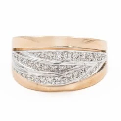 Bague Pavée Diamants En Or Rose