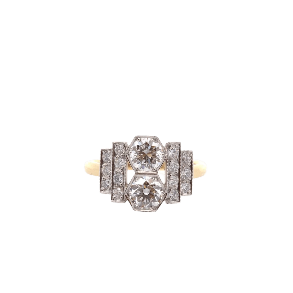 Bague Pavée En Or Jaune, Platine Et Diamants 1 Bague Pavée En Or Jaune, Platine Et Diamants