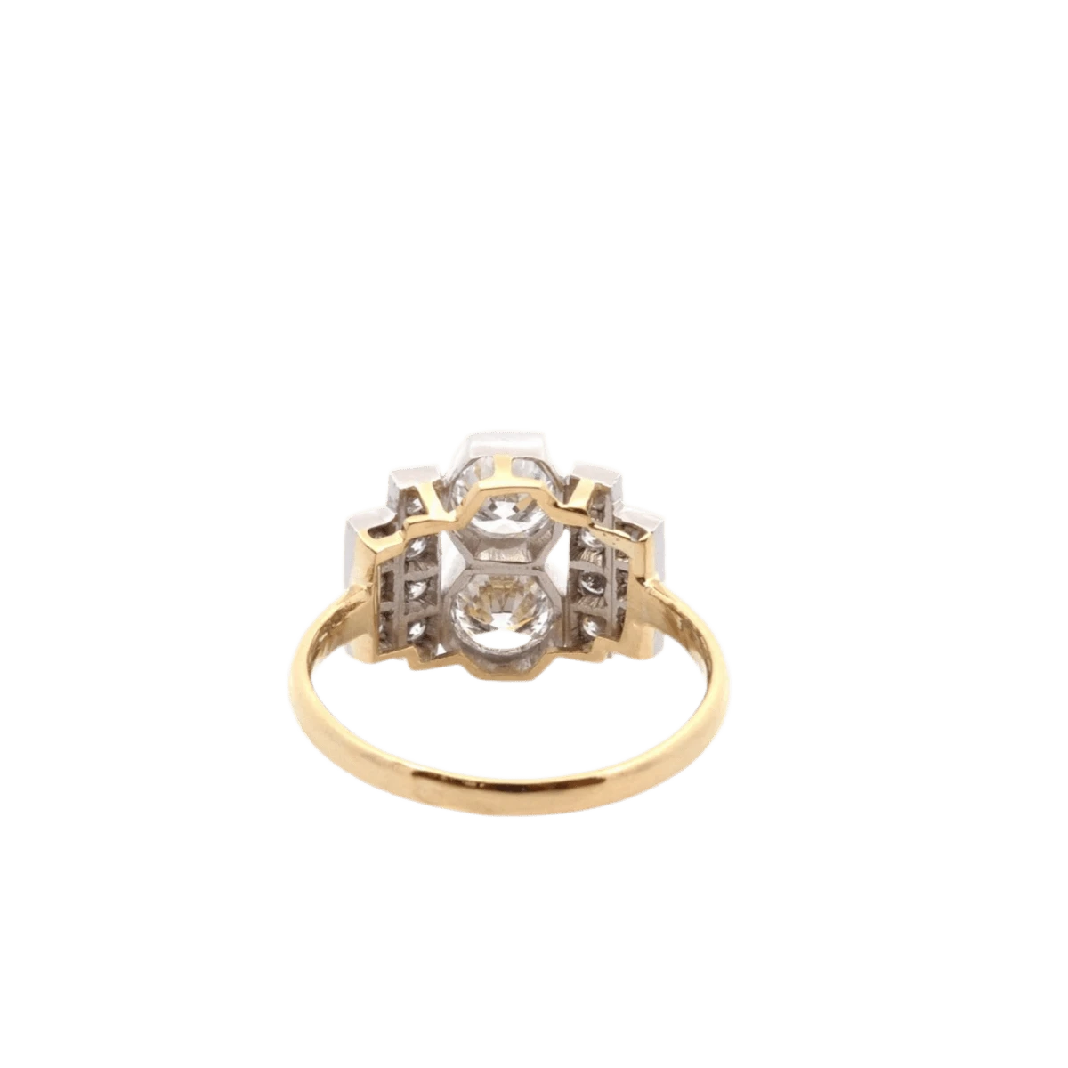 Bague Pavée En Or Jaune, Platine Et Diamants 3 Bague Pavée En Or Jaune, Platine Et Diamants – Image 3