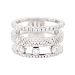 Miller Bague Pavée MESSIKA "Move Romane" En Or Blanc Et Diamants