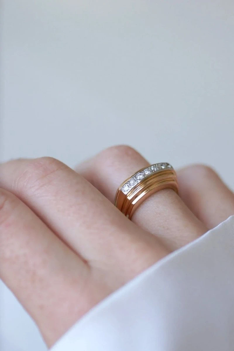 Bague Plans Art Deco Diamants Sur Or Rose 5 Bague Plans Art Deco Diamants Sur Or Rose – Image 5