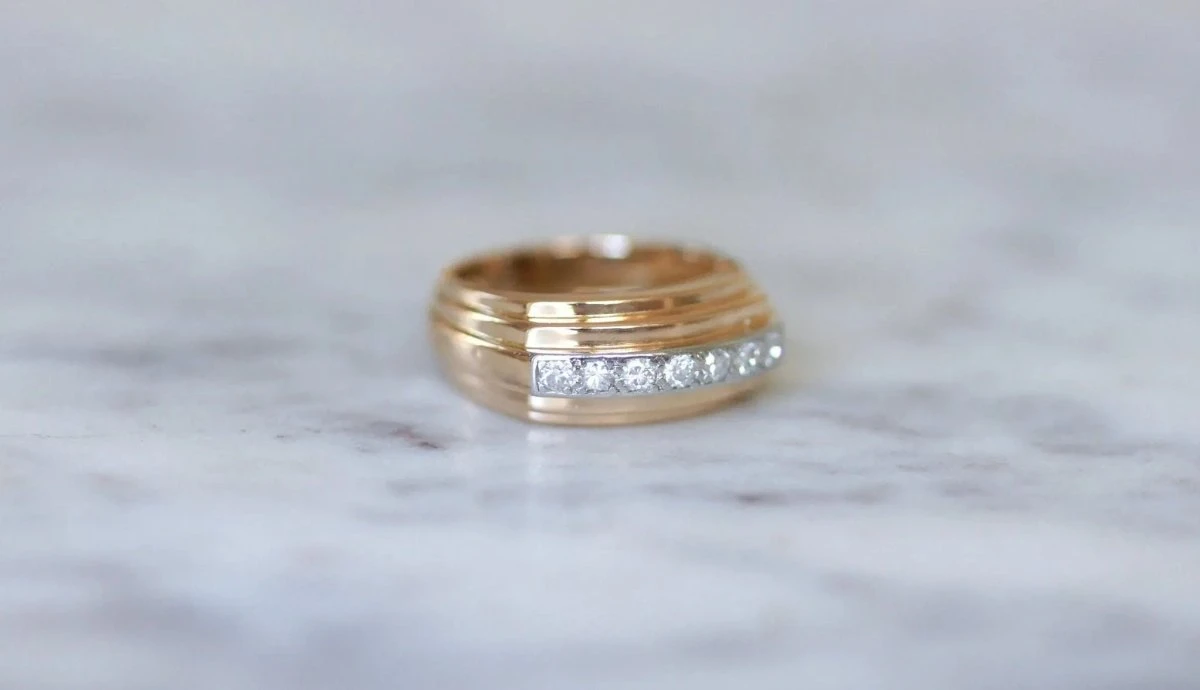 Bague Plans Art Deco Diamants Sur Or Rose 2 Bague Plans Art Deco Diamants Sur Or Rose – Image 2