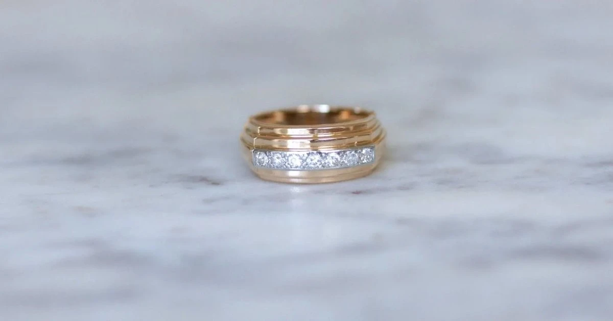Bague Plans Art Deco Diamants Sur Or Rose 8 Bague Plans Art Deco Diamants Sur Or Rose – Image 8
