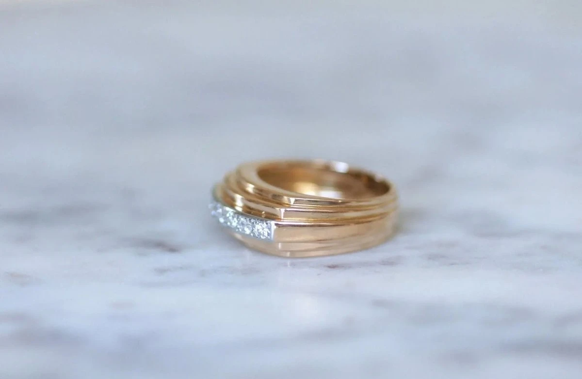 Bague Plans Art Deco Diamants Sur Or Rose 4 Bague Plans Art Deco Diamants Sur Or Rose – Image 4