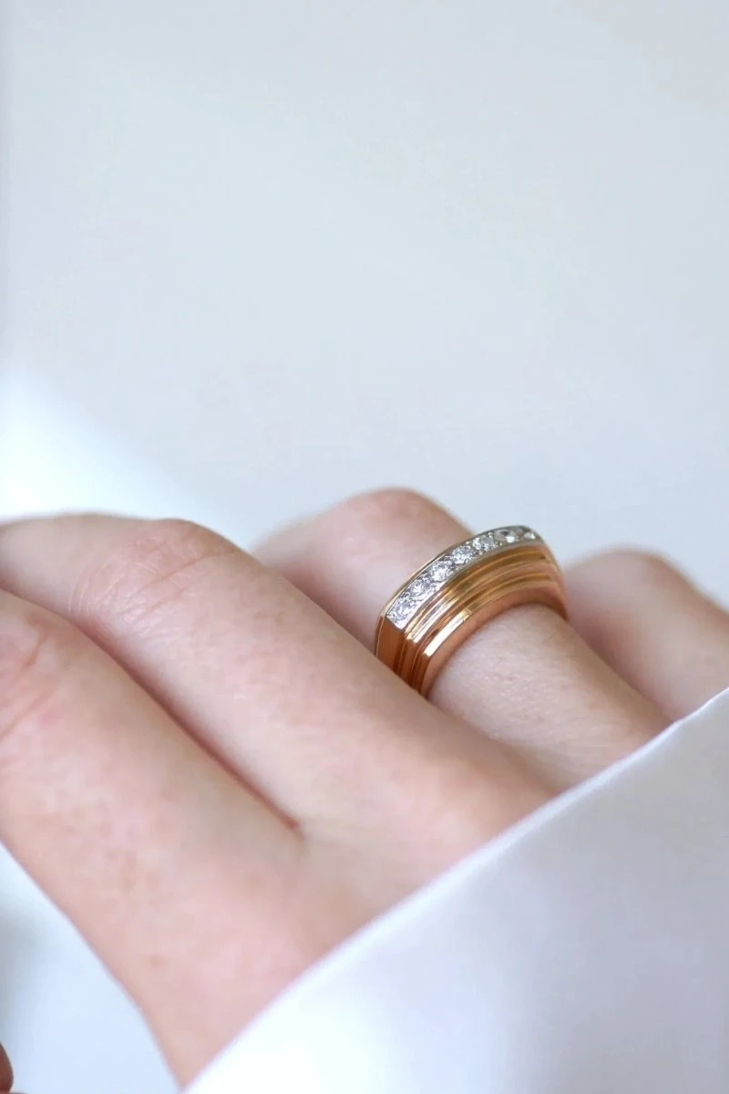 Bague Plans Art Deco Diamants Sur Or Rose 7 Bague Plans Art Deco Diamants Sur Or Rose – Image 7