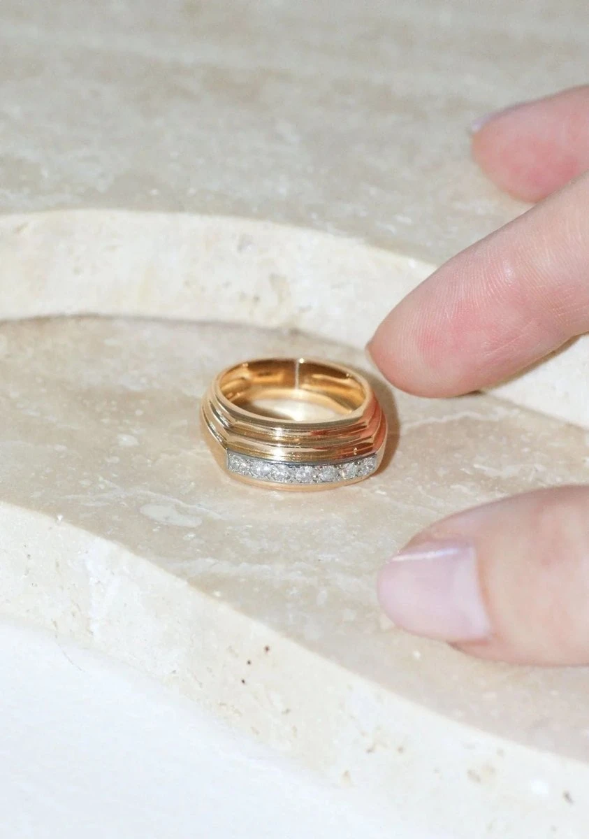 Bague Plans Art Deco Diamants Sur Or Rose 1 Bague Plans Art Deco Diamants Sur Or Rose