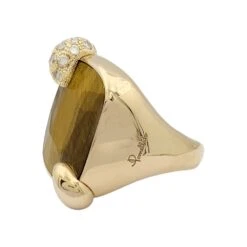 Miller Bague POMELLATO "Ritratto" En Or Rose, Diamants Et Oeil De Tigre -Castafiore Boutique bague pomellato ritratto en or rose diamants et oeil de tigre 828687