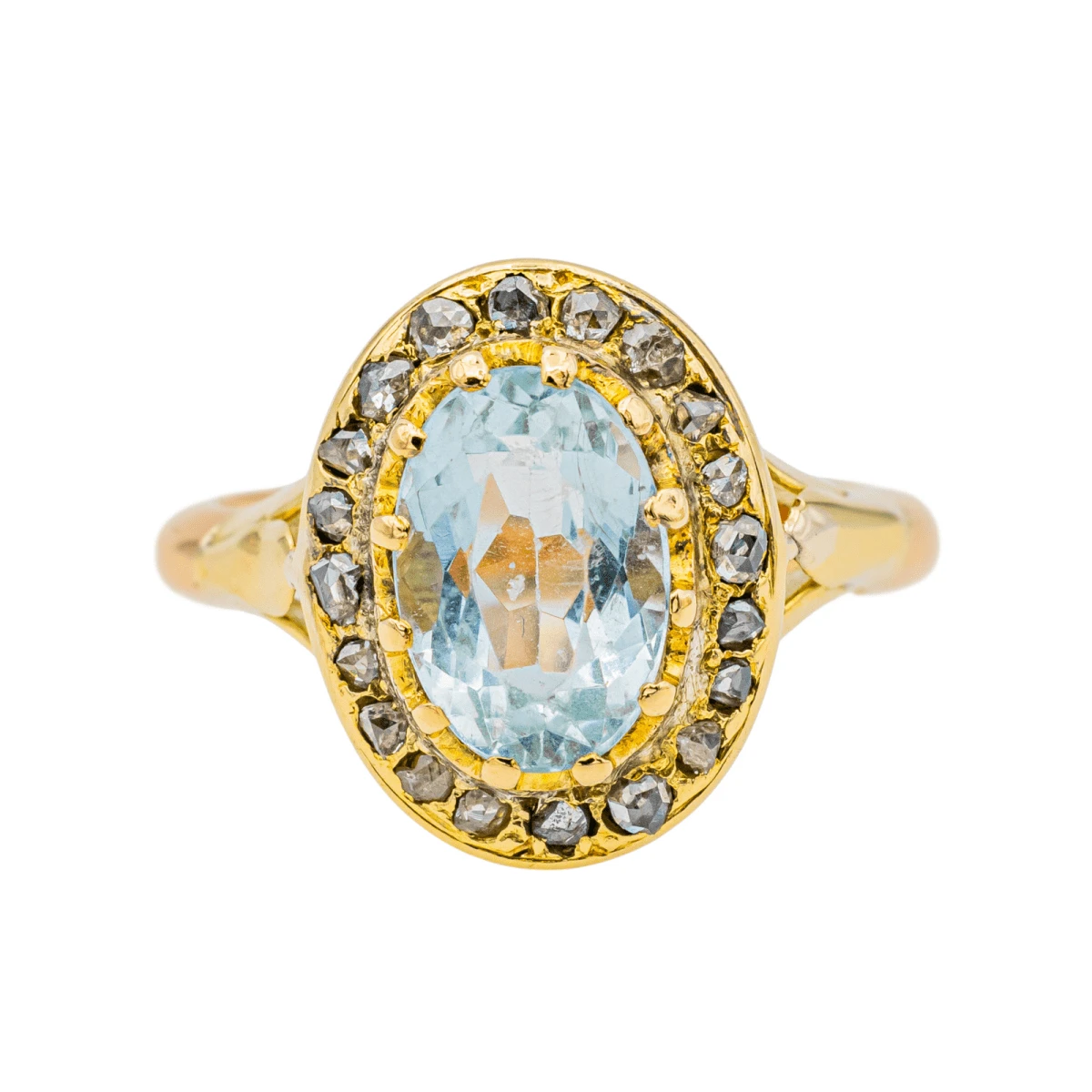 Bague Pompadour En Or Jaune, Aigue-marine Et Diamants 1 Bague Pompadour En Or Jaune, Aigue-marine Et Diamants