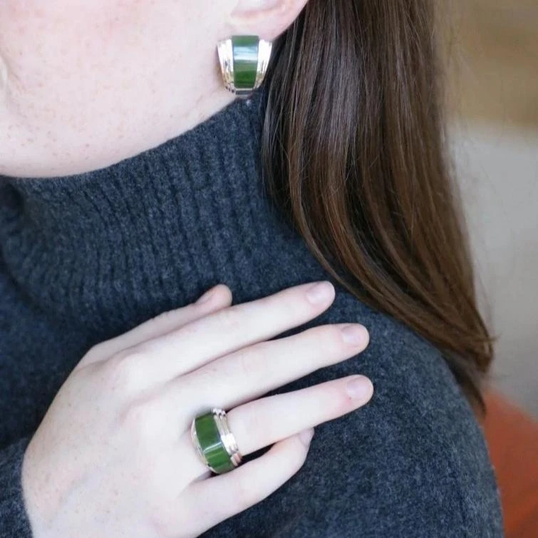 Bague Jonc Puiforcat En Jade, Or Et Argent 8 Bague Jonc Puiforcat En Jade, Or Et Argent – Image 8