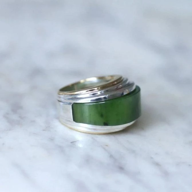Bague Jonc Puiforcat En Jade, Or Et Argent 9 Bague Jonc Puiforcat En Jade, Or Et Argent – Image 9