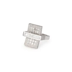 Bague Rectangulaire En Or Blanc Et Diamants -Castafiore Boutique bague rectangulaire en or blanc et diamants 816473