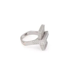 Bague Rectangulaire En Or Blanc Et Diamants -Castafiore Boutique bague rectangulaire en or blanc et diamants 826405