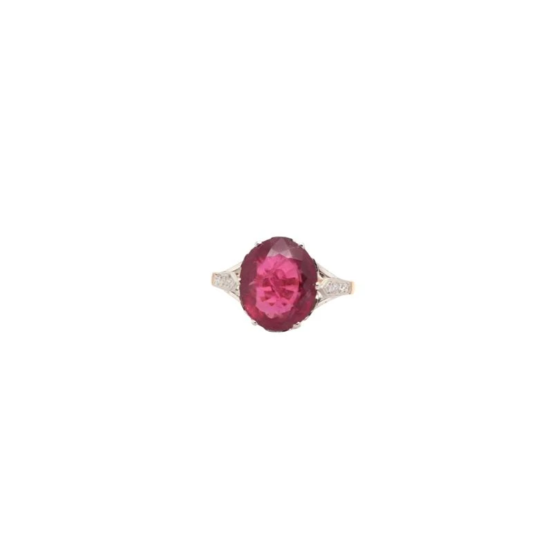 Bague Sertie D’un Rubellite En Or Et Platine 1 Bague Sertie D’un Rubellite En Or Et Platine