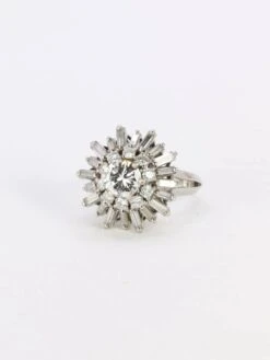 Bague Soleil Or Blanc Diamants 2.8 Ct