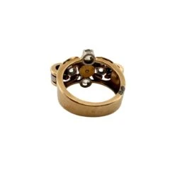 Bague Tank En Or Jaune, Perle Et Diamants -Castafiore Boutique bague tank en or jaune perle et diamants 252511