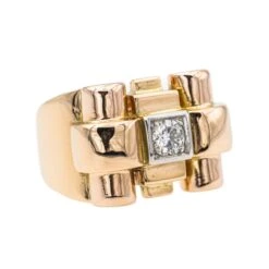 Bague Tank En Or Rose Et Diamant -Castafiore Boutique bague tank en or rose et diamant 551174