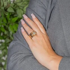 Bague Tank En Or Rose Et Diamant -Castafiore Boutique bague tank en or rose et diamant 666227