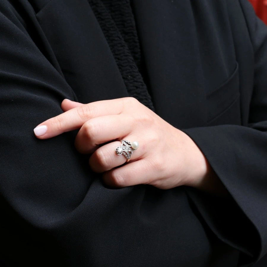 Bague Toi Et Moi En Or Blanc, Perle Et Diamants 2 Bague Toi Et Moi En Or Blanc, Perle Et Diamants – Image 2