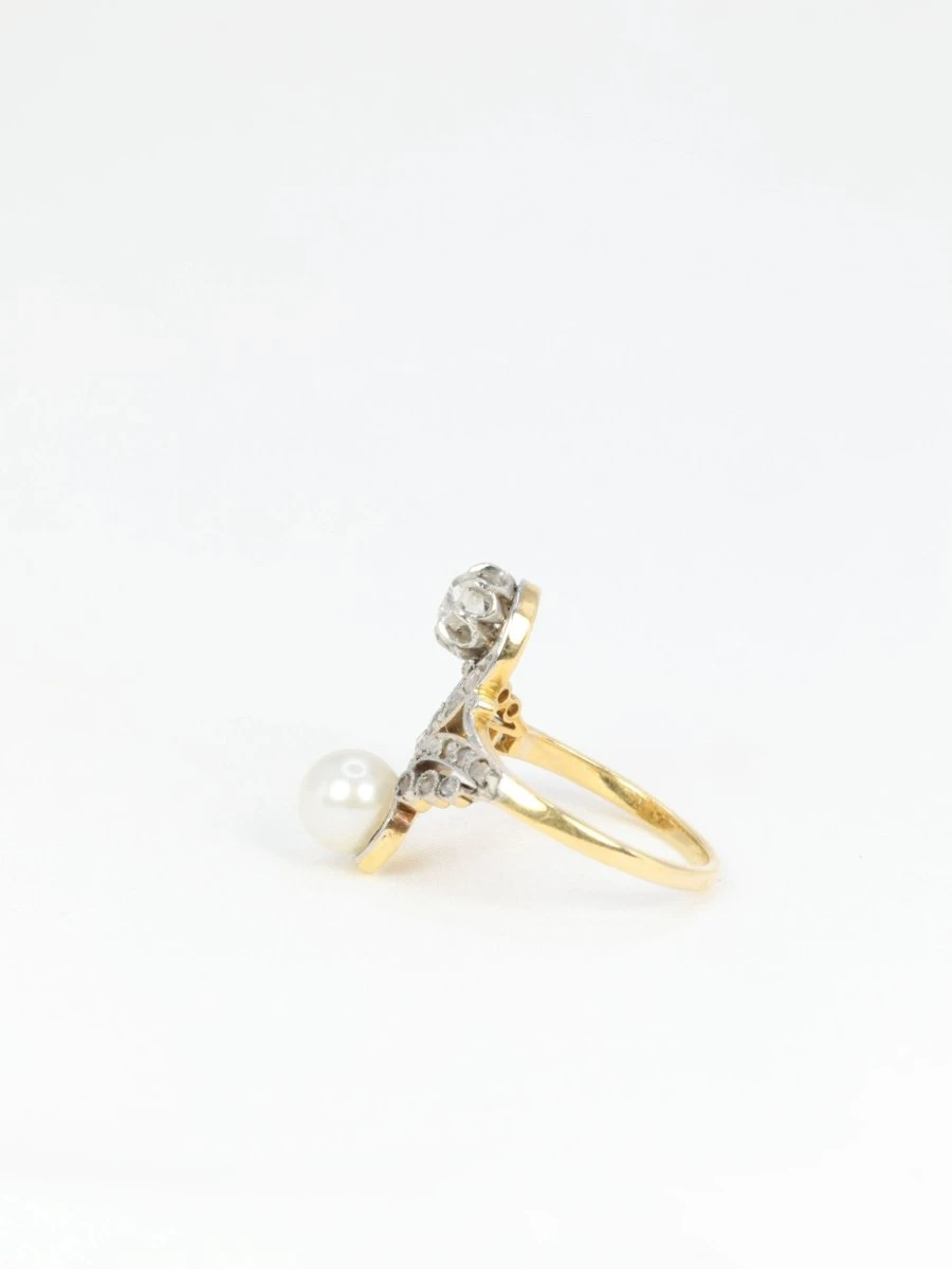 Bague Toi Et Moi En Or Blanc, Perle Et Diamants 6 Bague Toi Et Moi En Or Blanc, Perle Et Diamants – Image 6