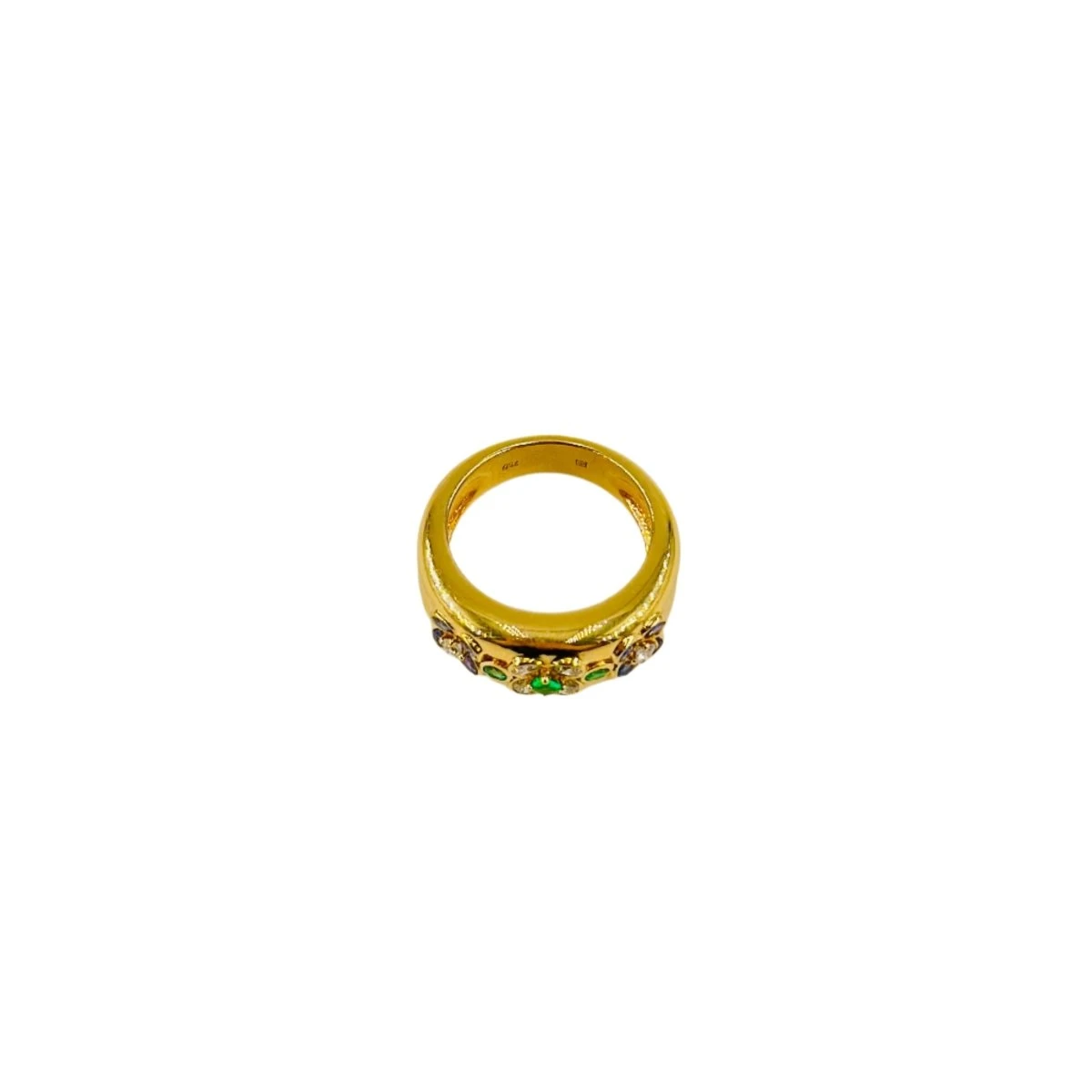 Bague "Trois Fleurs" En Or Jaune, Saphir Et Diamants 4 Bague "Trois Fleurs" En Or Jaune, Saphir Et Diamants – Image 4