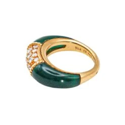 Bague Jonc VAN CLEEF & ARPELS "Philippine" En Or Jaune, Chrysoprase Et Diamants -Castafiore Boutique bague van cleef arpels philippine en or jaune et chrysoprase et diamants 567581