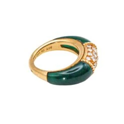 Bague Jonc VAN CLEEF & ARPELS "Philippine" En Or Jaune, Chrysoprase Et Diamants -Castafiore Boutique bague van cleef arpels philippine en or jaune et chrysoprase et diamants 604611