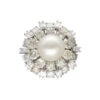 Bague Entourage En Or Blanc, Perle De Culture Et Diamants
