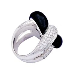 Miller Bague VICTORIA CASAL Or Blanc, Onyx Et Diamants. -Castafiore Boutique bague victoria casal or blanc onyx et diamants 217428