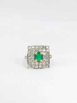 Bague Vintage En Or, émeraude Et Diamants