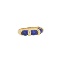 Bague En Or Jaune Et Lapis Lazuli -Castafiore Boutique bague vintage en or jaune et cabochons de lapis lazuli 834555