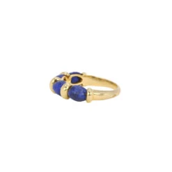 Bague En Or Jaune Et Lapis Lazuli -Castafiore Boutique bague vintage en or jaune et cabochons de lapis lazuli 877163