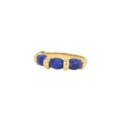 Bague En Or Jaune Et Lapis Lazuli -Castafiore Boutique bague vintage en or jaune et cabochons de lapis lazuli 879035