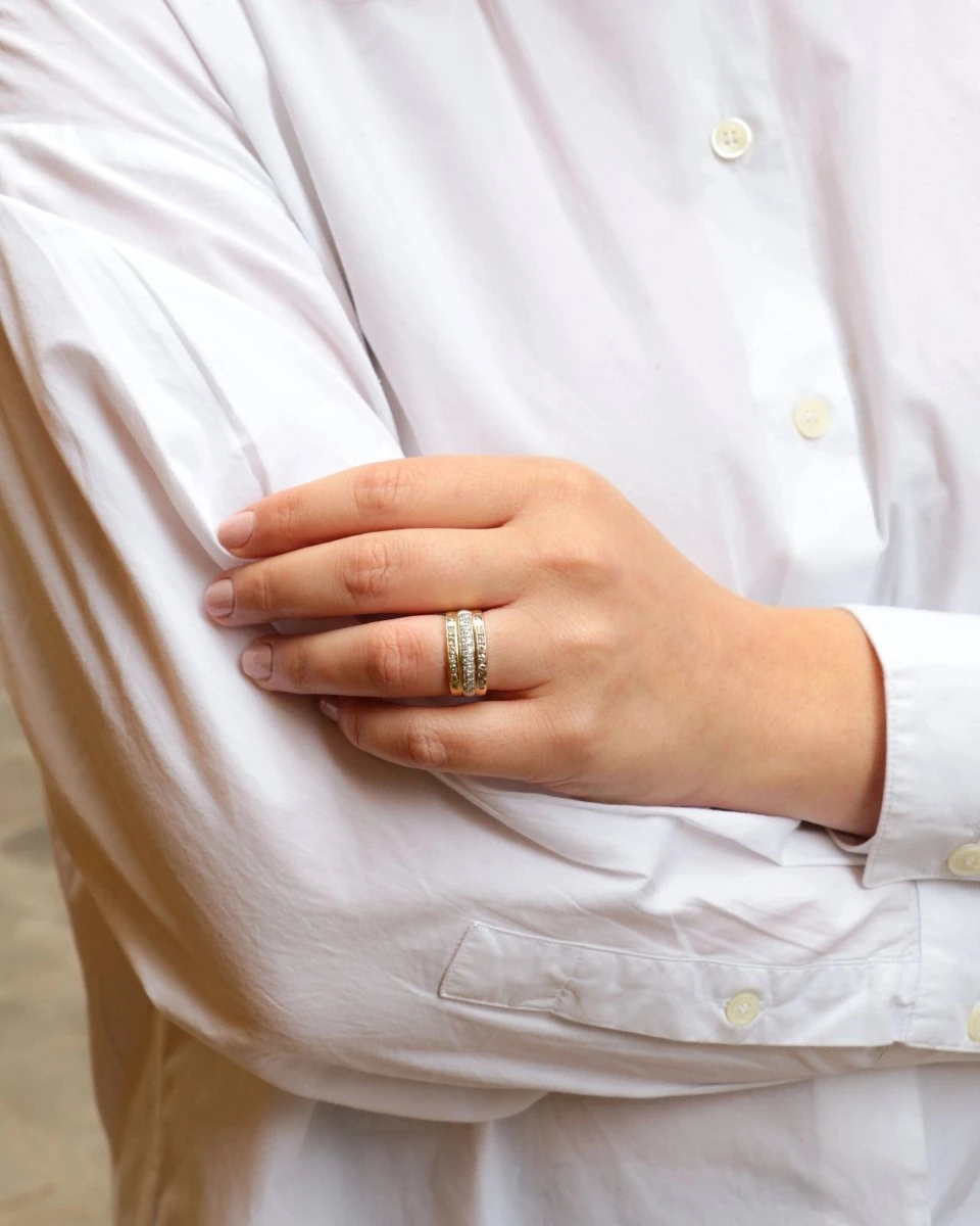 Bague Vintage Trois Or Et Diamants 2 Bague Vintage Trois Or Et Diamants – Image 2