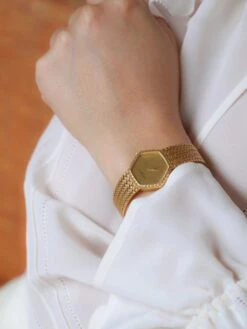 BAUME & MERCIER Montre Vintage Or Jaune Maille Tressée -Castafiore Boutique baume mercier montre vintage or jaune maille tressee 627805