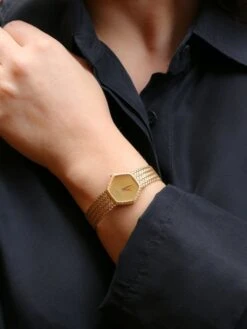 BAUME & MERCIER Montre Vintage Or Jaune Maille Tressée -Castafiore Boutique baume mercier montre vintage or jaune maille tressee 878158