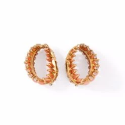 Boucle D'oreilles En Or Jaune, Corail Etdiamants -Castafiore Boutique boucle doreilles en or jaune corail et diamants 170944