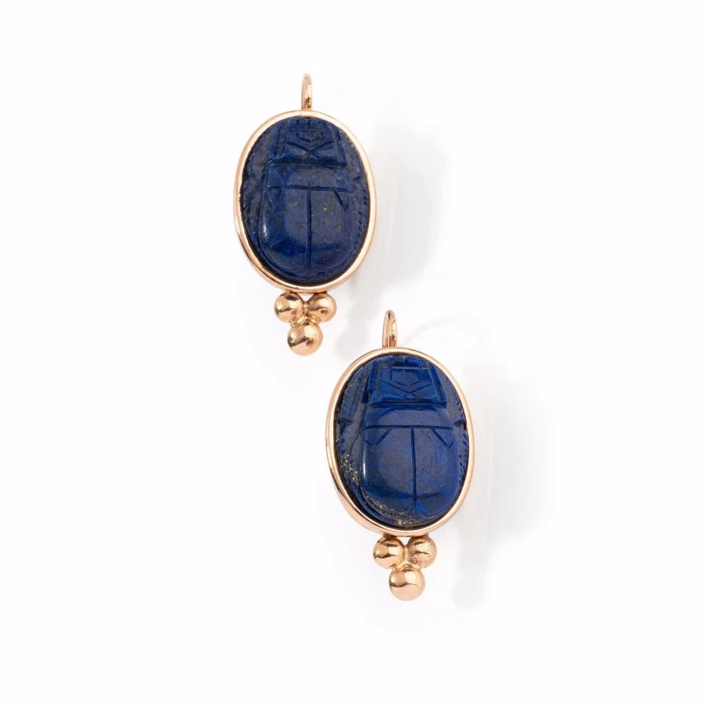 Boucles D'oreille Egyptomania En Lapis Lazuli Et Or Rose 1 Boucles D'oreille Egyptomania En Lapis Lazuli Et Or Rose
