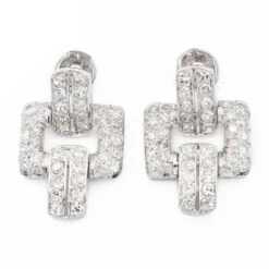 Boucles D'oreilles Alpa Art Déco En Platine, Or Blanc Et Diamants