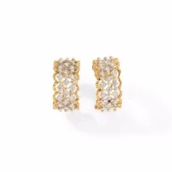 Boucles D'oreilles BUCCELLATI "collection Trina Rombi GM" En Or Jaune Et Or Gris Serties De Diamants
