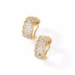 Boucles D'oreilles BUCCELLATI "collection Trina Rombi GM" En Or Jaune Et Or Gris Serties De Diamants -Castafiore Boutique boucles doreilles buccellati collection trina rombi gm en or jaune et or gris serties de diamants 704081