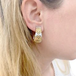 Miller Boucles D'oreilles BULGARI "Parentesi" En Or Jaune Et Acier. -Castafiore Boutique boucles doreilles bulgari parentesi en or jaune et acier 788992