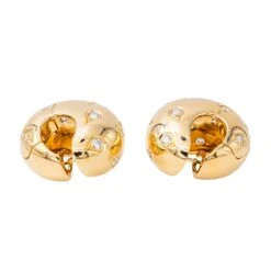 Boucles D'oreilles Créoles CARTIER En Or Jaune Et Diamant -Castafiore Boutique boucles doreilles cartier creoles or jaune diamant 181839