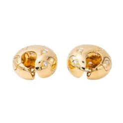 Boucles D'oreilles Créoles CARTIER En Or Jaune Et Diamant -Castafiore Boutique boucles doreilles cartier creoles or jaune diamant 219616