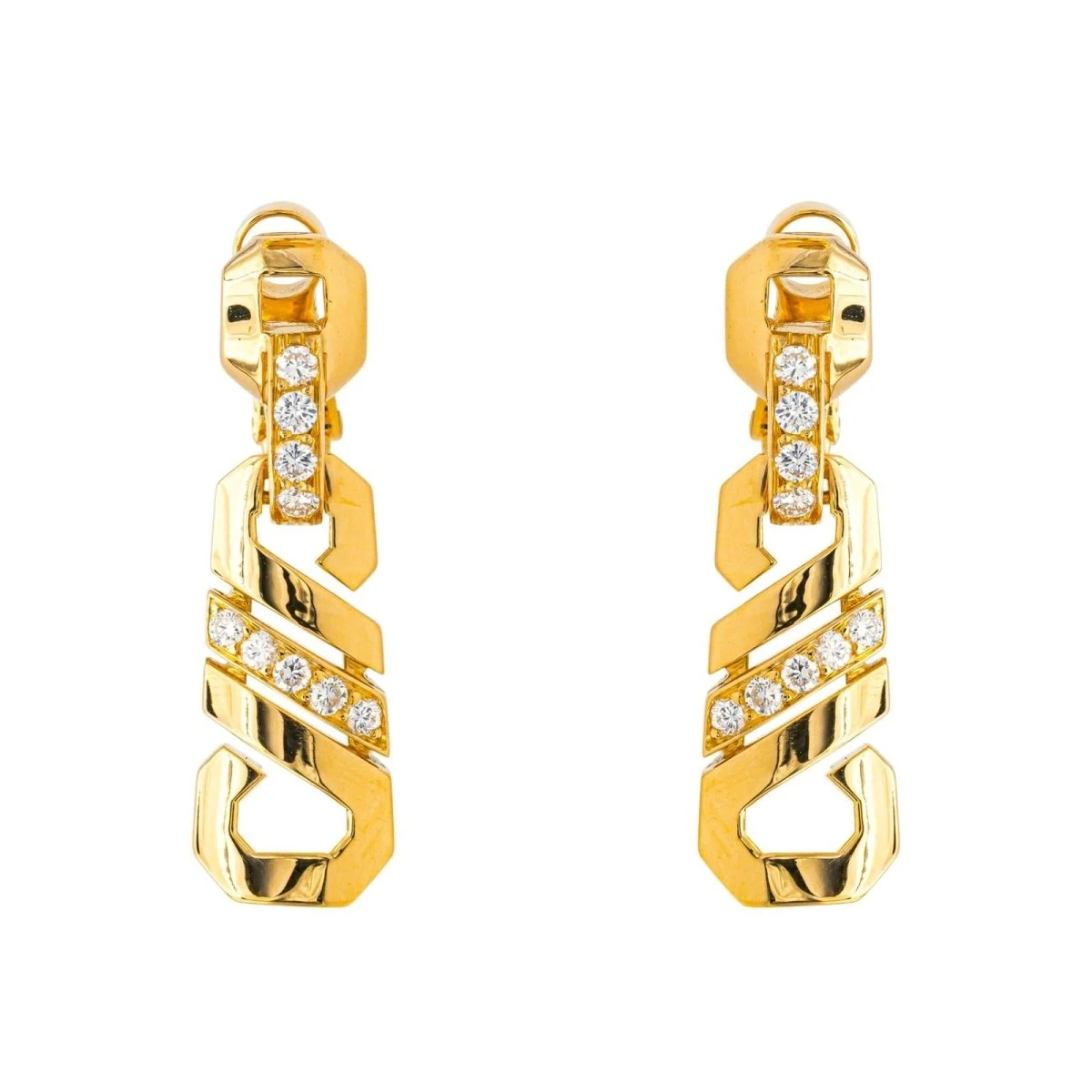 Boucles D'oreilles CARTIER En Or Jaune Et Diamants 1 Boucles D'oreilles CARTIER En Or Jaune Et Diamants
